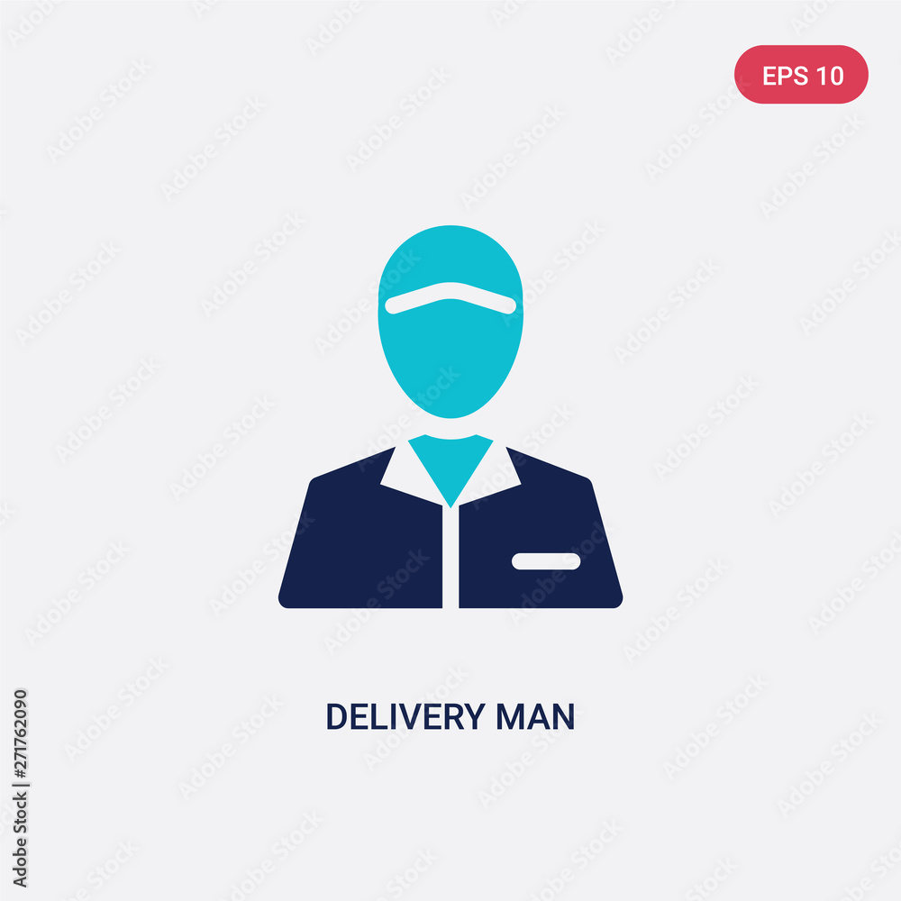 Poster two color delivery man vector icon from delivery and logistic concept. isolated blue delivery man ve