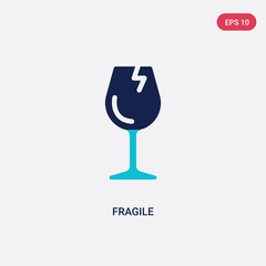 two color fragile vector icon from delivery and logistic concept. isolated blue fragile vector sign symbol can be use for web, mobile and logo. eps 10