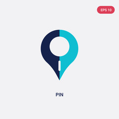 two color pin vector icon from delivery and logistic concept. isolated blue pin vector sign symbol can be use for web, mobile and logo. eps 10