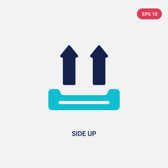 two color side up vector icon from delivery and logistic concept. isolated blue side up vector sign symbol can be use for web, mobile and logo. eps 10