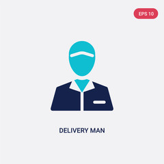 two color delivery man vector icon from delivery and logistic concept. isolated blue delivery man vector sign symbol can be use for web, mobile and logo. eps 10