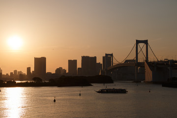 レインボーブリッジと夕焼け