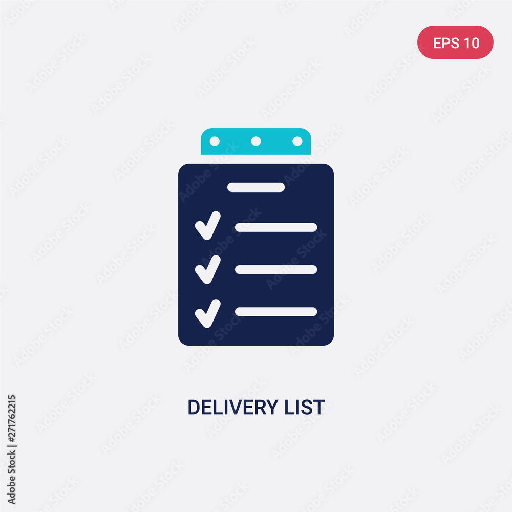 Poster two color delivery list vector icon from delivery and logistics concept. isolated blue delivery list
