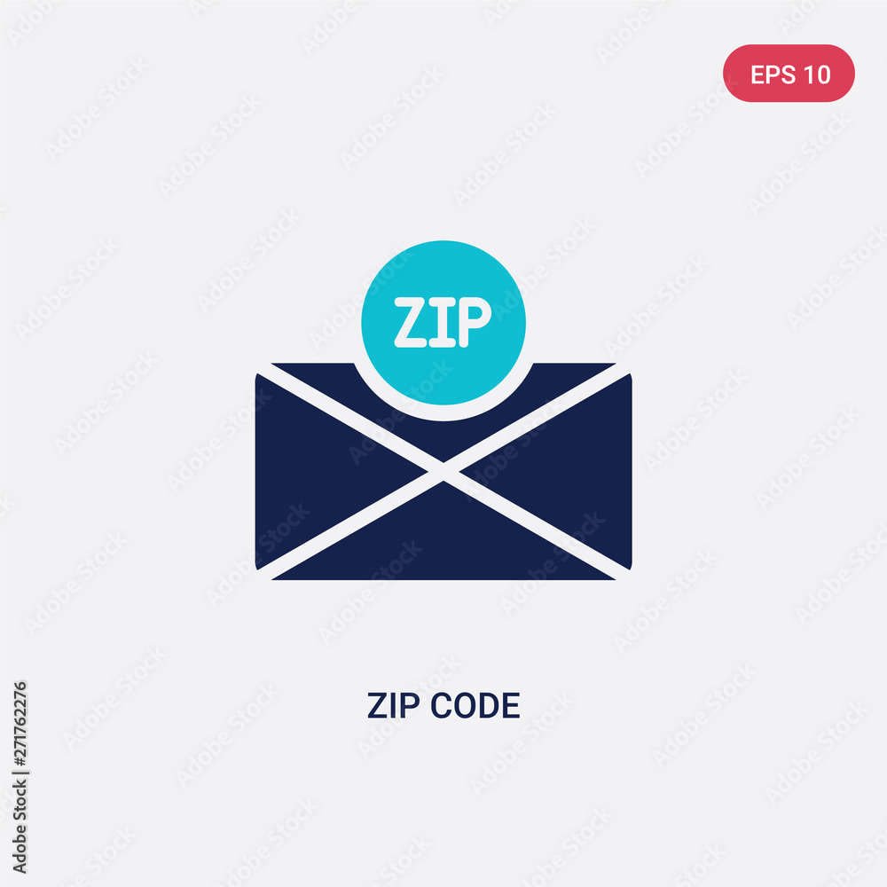 Poster two color zip code vector icon from delivery and logistics concept. isolated blue zip code vector si