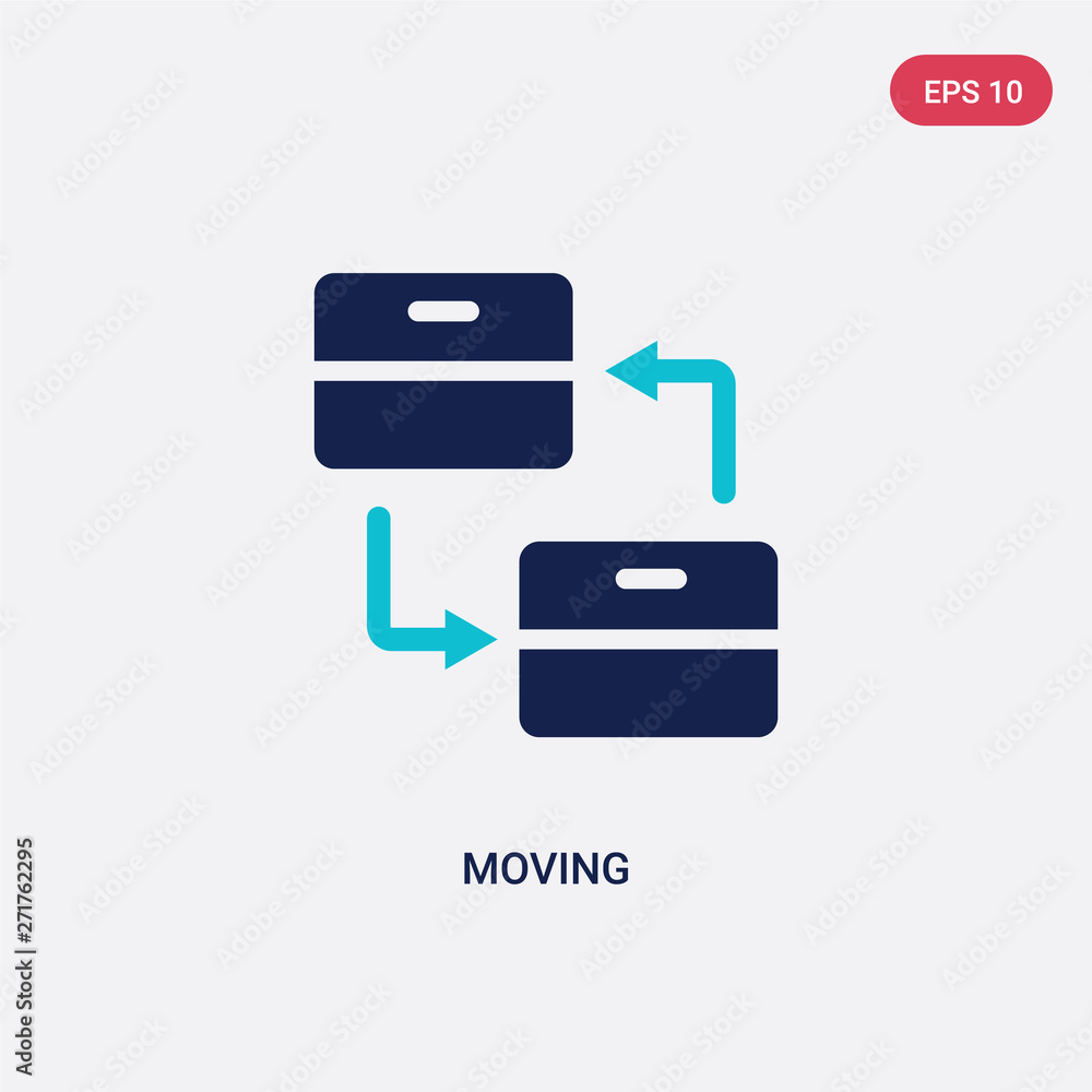 Poster two color moving vector icon from delivery and logistics concept. isolated blue moving vector sign s