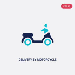 two color delivery by motorcycle vector icon from delivery and logistics concept. isolated blue delivery by motorcycle vector sign symbol can be use for web, mobile and logo. eps 10