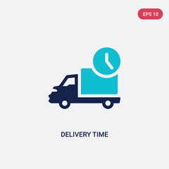 two color delivery time vector icon from delivery and logistics concept. isolated blue delivery time vector sign symbol can be use for web, mobile and logo. eps 10