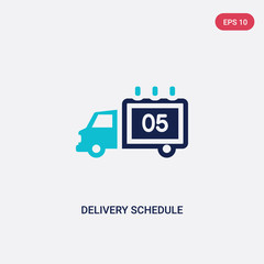 two color delivery schedule vector icon from delivery and logistics concept. isolated blue delivery schedule vector sign symbol can be use for web, mobile and logo. eps 10