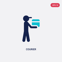 two color courier vector icon from delivery and logistics concept. isolated blue courier vector sign symbol can be use for web, mobile and logo. eps 10