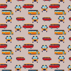 Obraz premium Bus and van cartoons pattern background