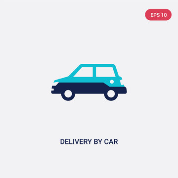 two color delivery by car vector icon from delivery and logistics concept. isolated blue delivery by car vector sign symbol can be use for web, mobile and logo. eps 10
