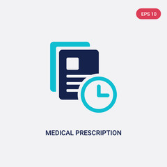 two color medical prescription vector icon from dentist concept. isolated blue medical prescription vector sign symbol can be use for web, mobile and logo. eps 10