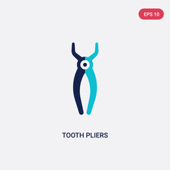 two color tooth pliers vector icon from dentist concept. isolated blue tooth pliers vector sign symbol can be use for web, mobile and logo. eps 10