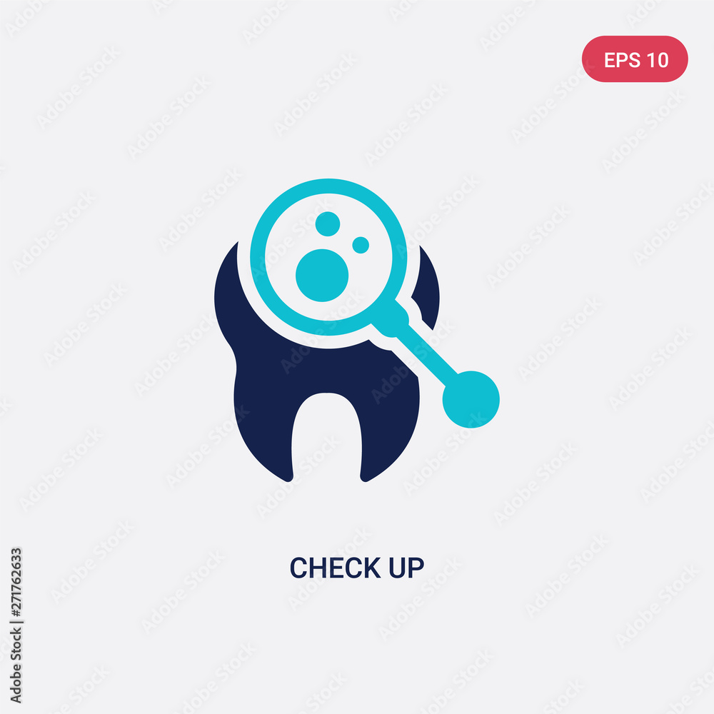 Poster two color check up vector icon from dentist concept. isolated blue check up vector sign symbol can b