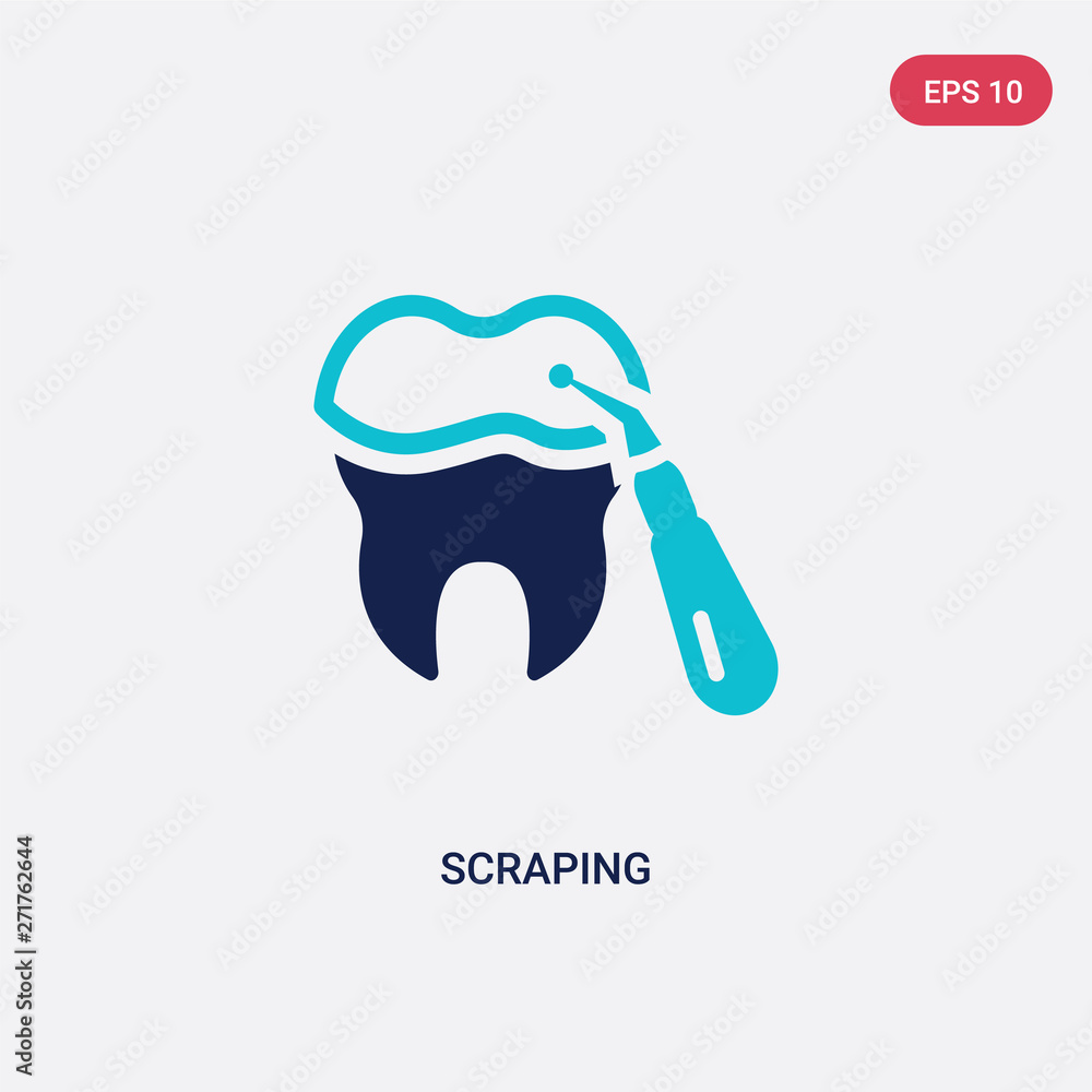Poster two color scraping vector icon from dentist concept. isolated blue scraping vector sign symbol can b