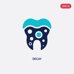 two color decay vector icon from dentist concept. isolated blue decay vector sign symbol can be use for web, mobile and logo. eps 10