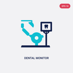 two color dental monitor vector icon from dentist concept. isolated blue dental monitor vector sign symbol can be use for web, mobile and logo. eps 10