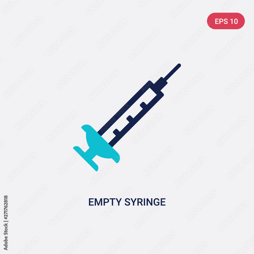 Poster two color empty syringe vector icon from dentist concept. isolated blue empty syringe vector sign sy
