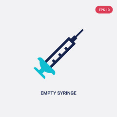 two color empty syringe vector icon from dentist concept. isolated blue empty syringe vector sign symbol can be use for web, mobile and logo. eps 10
