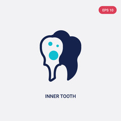 two color inner tooth vector icon from dentist concept. isolated blue inner tooth vector sign symbol can be use for web, mobile and logo. eps 10