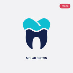 two color molar crown vector icon from dentist concept. isolated blue molar crown vector sign symbol can be use for web, mobile and logo. eps 10