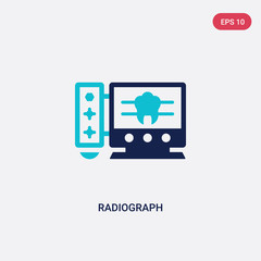 two color radiograph vector icon from dentist concept. isolated blue radiograph vector sign symbol can be use for web, mobile and logo. eps 10