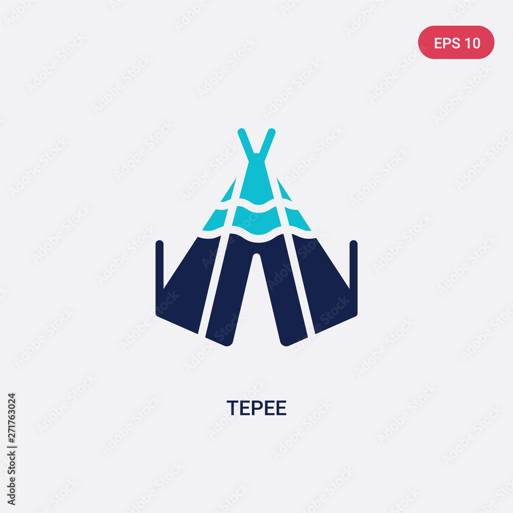 Poster two color tepee vector icon from desert concept. isolated blue tepee vector sign symbol can be use f