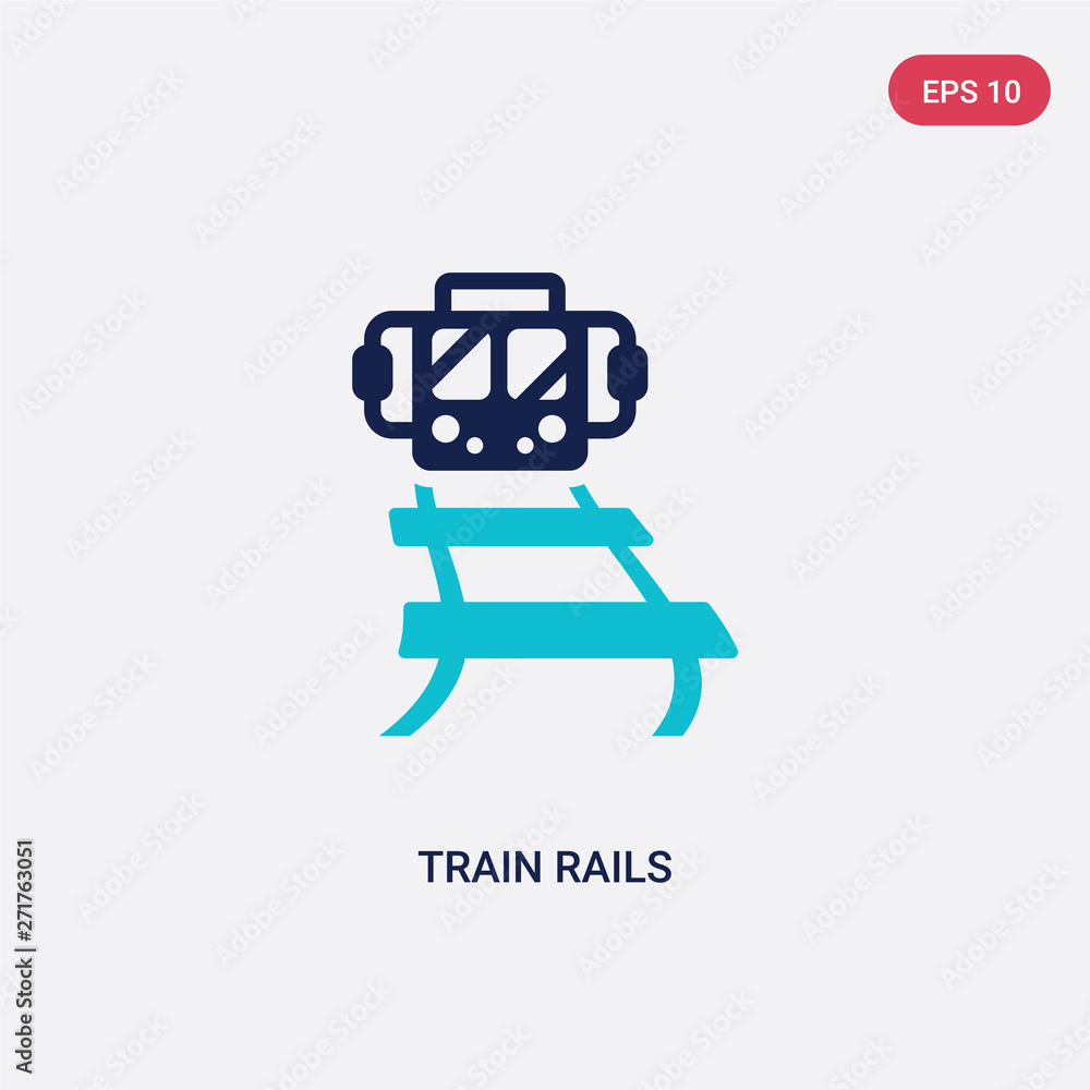 Poster two color train rails vector icon from desert concept. isolated blue train rails vector sign symbol 