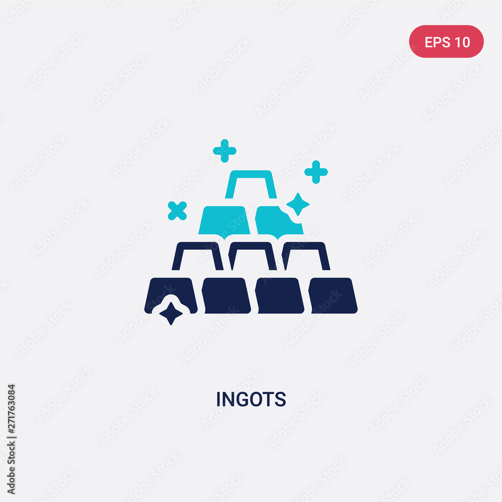Poster two color ingots vector icon from wild west concept. isolated blue ingots vector sign symbol can be 