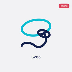 Fototapeta na wymiar two color lasso vector icon from desert concept. isolated blue lasso vector sign symbol can be use for web, mobile and logo. eps 10