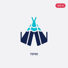 two color tepee vector icon from desert concept. isolated blue tepee vector sign symbol can be use for web, mobile and logo. eps 10