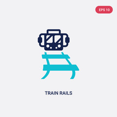 two color train rails vector icon from desert concept. isolated blue train rails vector sign symbol can be use for web, mobile and logo. eps 10