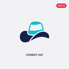 two color cowboy hat vector icon from wild west concept. isolated blue cowboy hat vector sign symbol can be use for web, mobile and logo. eps 10