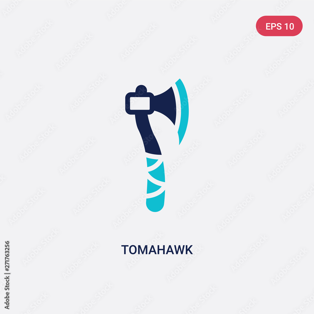 Poster two color tomahawk vector icon from wild west concept. isolated blue tomahawk vector sign symbol can