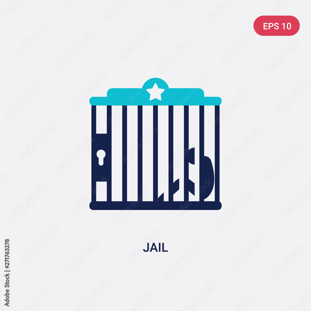 Poster two color jail vector icon from wild west concept. isolated blue jail vector sign symbol can be use 