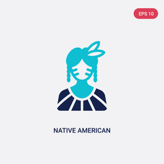 two color native american vector icon from wild west concept. isolated blue native american vector sign symbol can be use for web, mobile and logo. eps 10