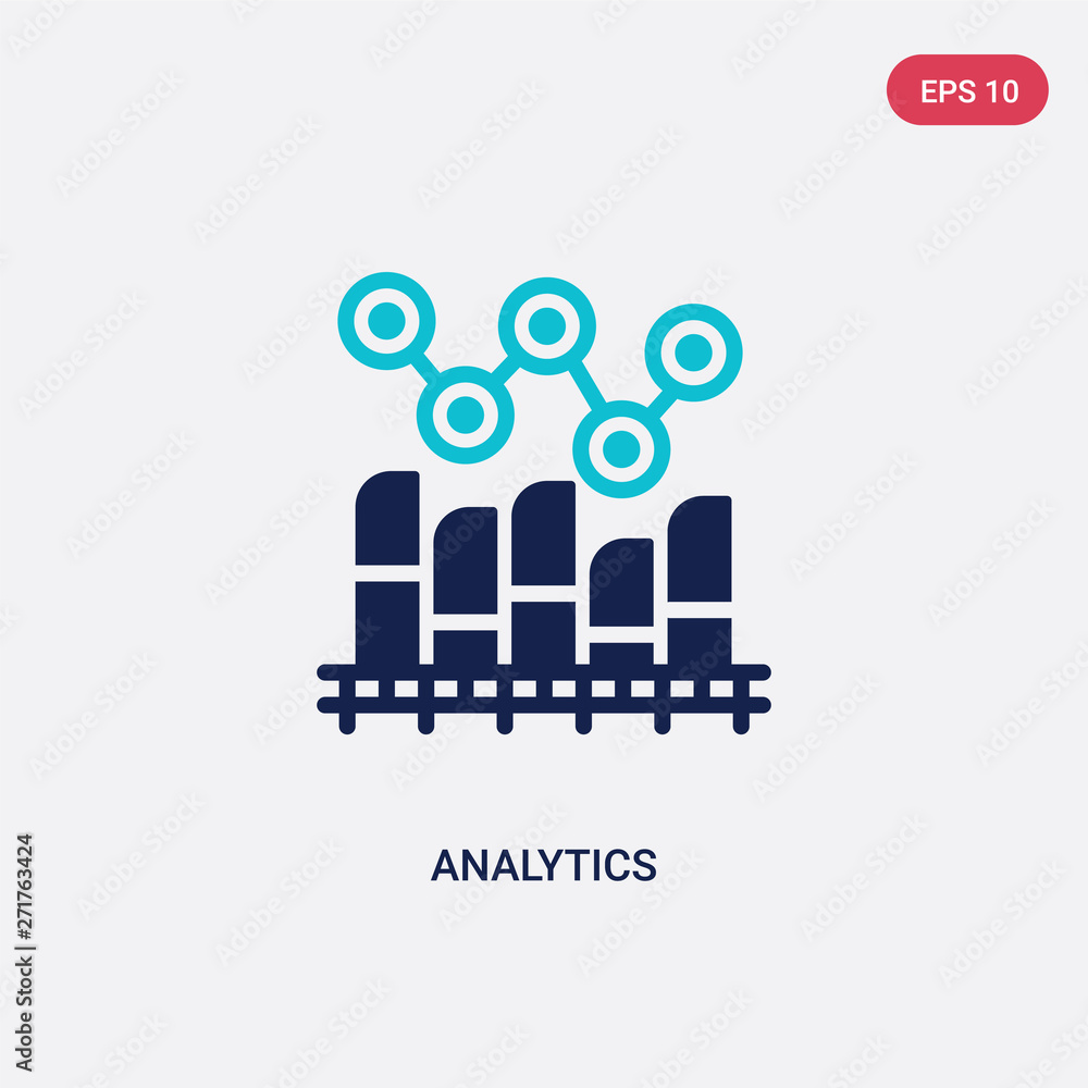 Poster two color analytics vector icon from digital economy concept. isolated blue analytics vector sign sy