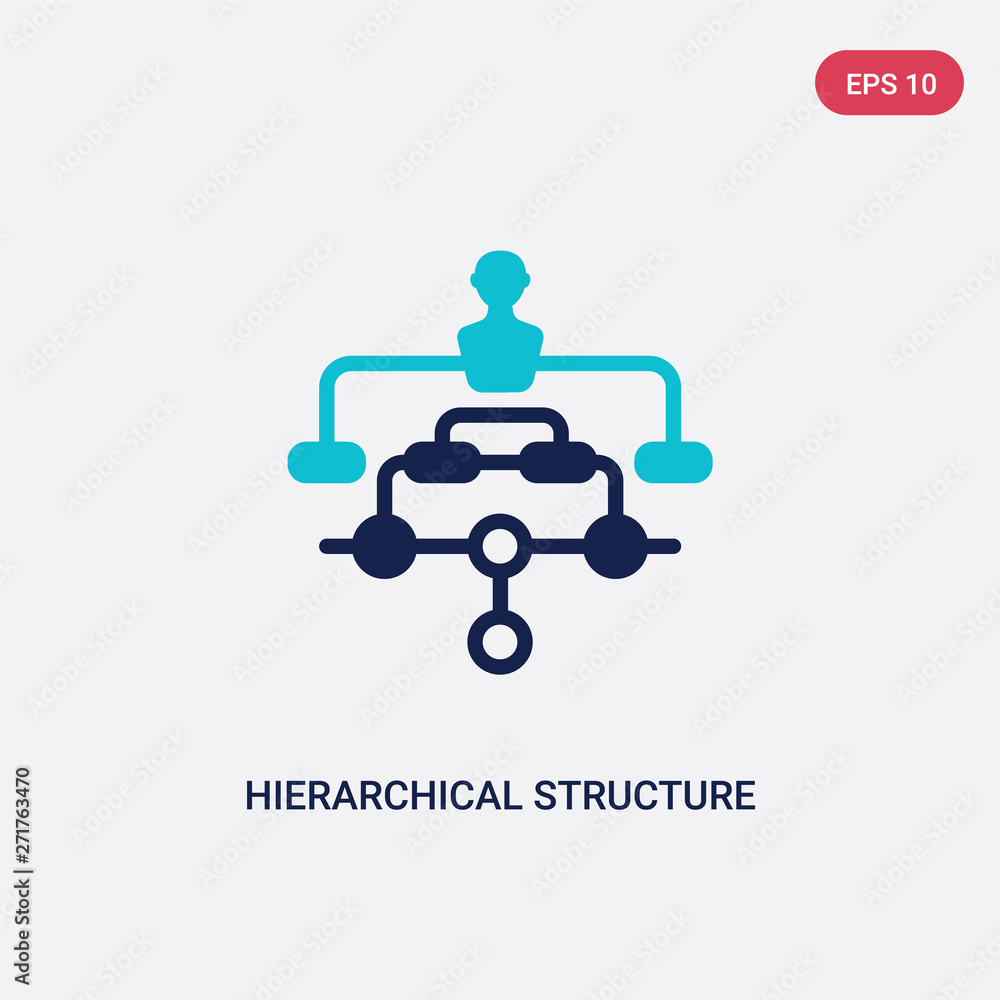 Poster two color hierarchical structure vector icon from digital economy concept. isolated blue hierarchica