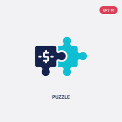 two color puzzle vector icon from digital economy concept. isolated blue puzzle vector sign symbol can be use for web, mobile and logo. eps 10