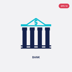 two color bank vector icon from digital economy concept. isolated blue bank vector sign symbol can be use for web, mobile and logo. eps 10