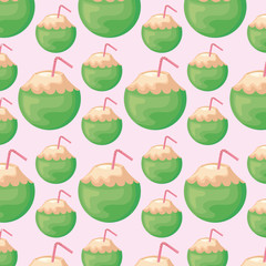 fresh coconut cocktails pattern background