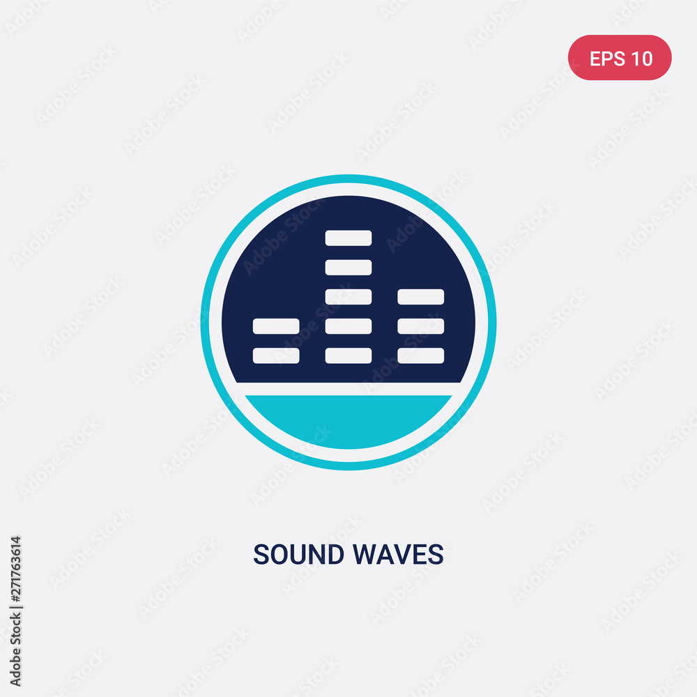 Poster two color sound waves vector icon from discotheque concept. isolated blue sound waves vector sign sy