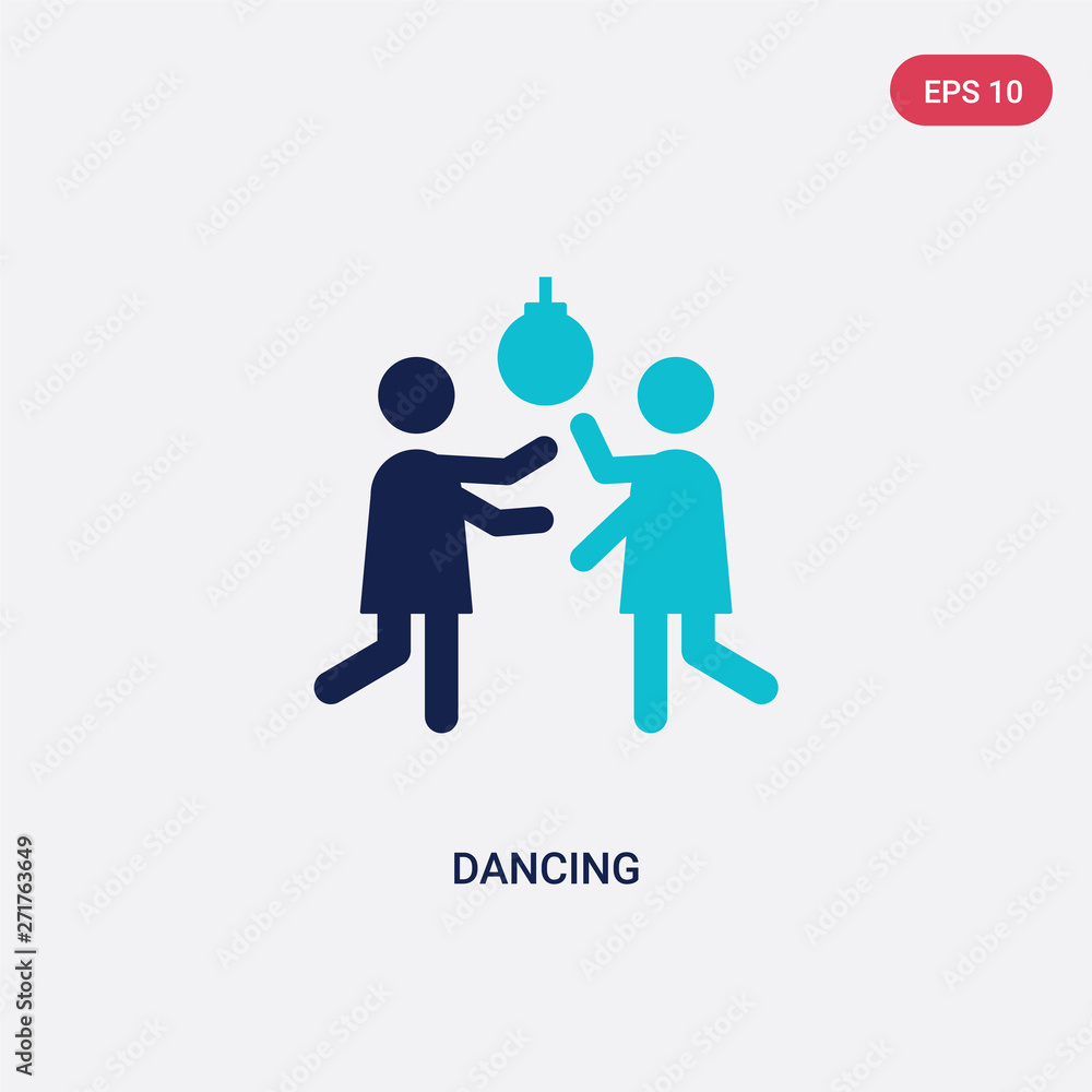 Poster two color dancing vector icon from discotheque concept. isolated blue dancing vector sign symbol can