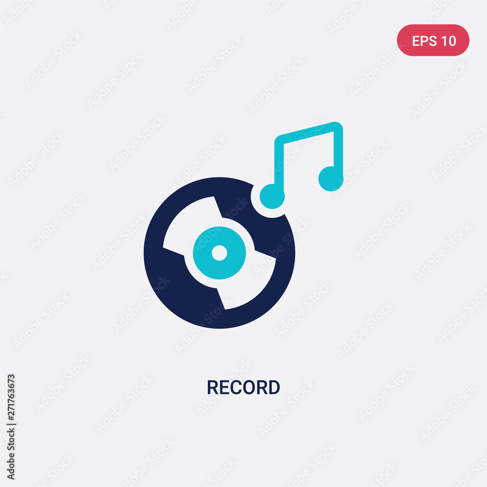 Aufkleber two color record vector icon from discotheque concept. isolated blue record vector sign symbol can b