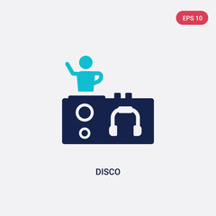 two color disco vector icon from discotheque concept. isolated blue disco vector sign symbol can be use for web, mobile and logo. eps 10