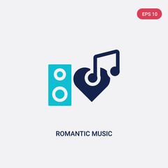 two color romantic music vector icon from discotheque concept. isolated blue romantic music vector sign symbol can be use for web, mobile and logo. eps 10