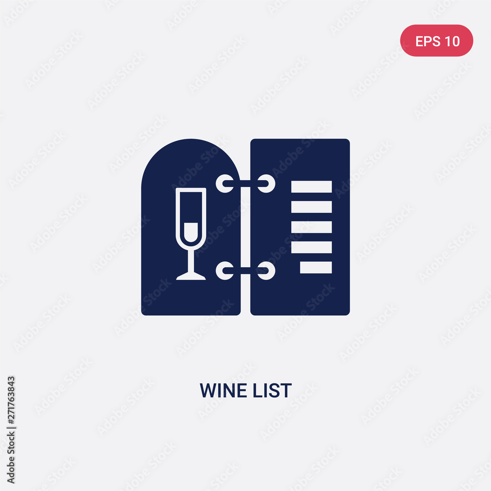 Poster two color wine list vector icon from drinks concept. isolated blue wine list vector sign symbol can 