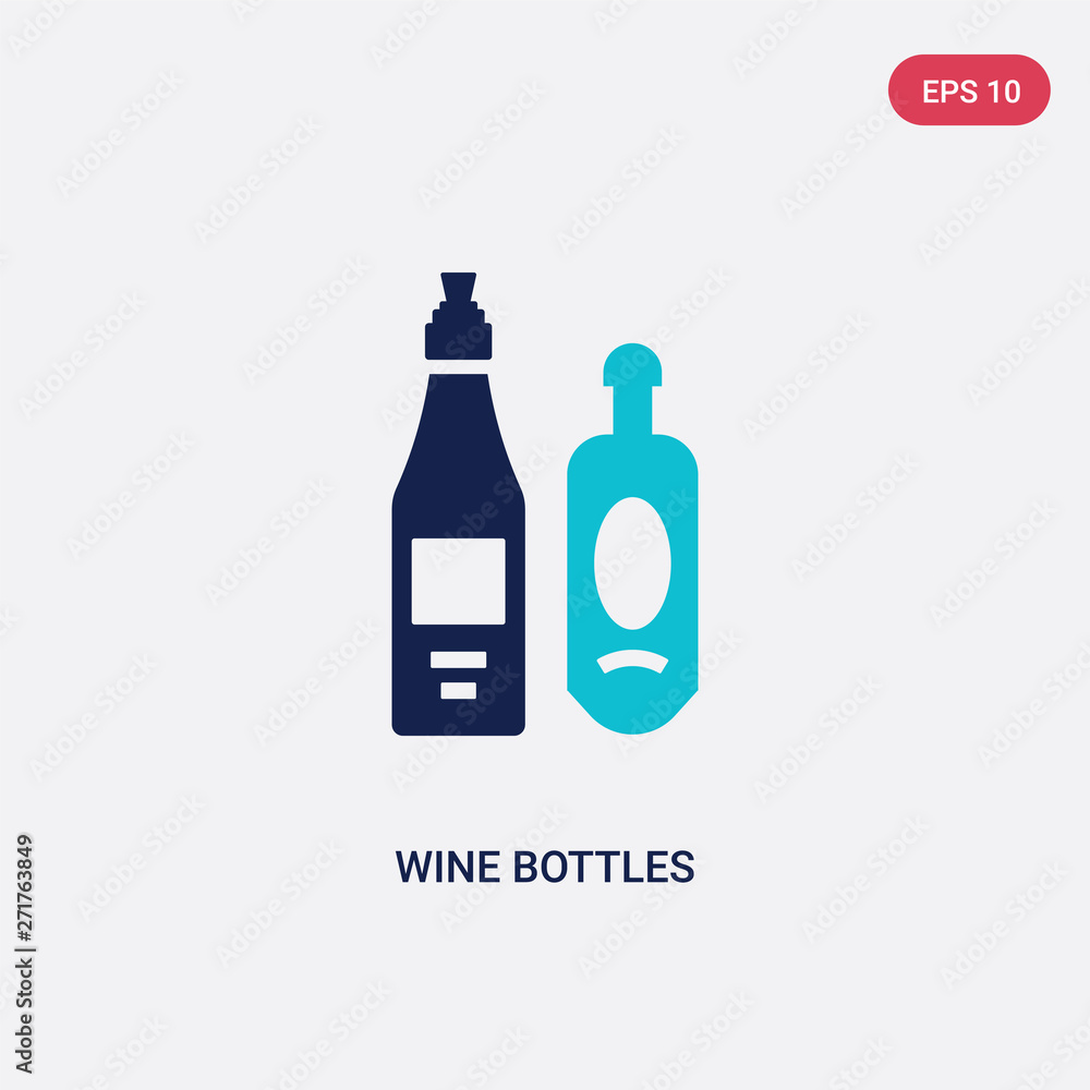 Poster two color wine bottles vector icon from drinks concept. isolated blue wine bottles vector sign symbo