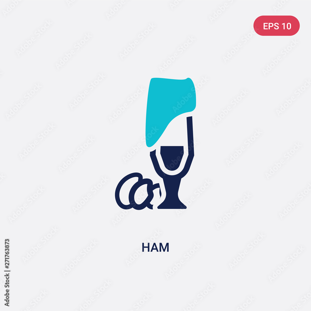 Poster two color ham vector icon from drinks concept. isolated blue ham vector sign symbol can be use for w