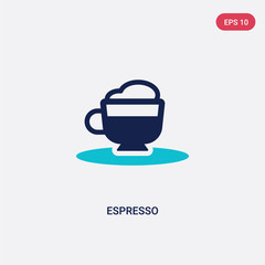 two color espresso vector icon from drinks concept. isolated blue espresso vector sign symbol can be use for web, mobile and logo. eps 10